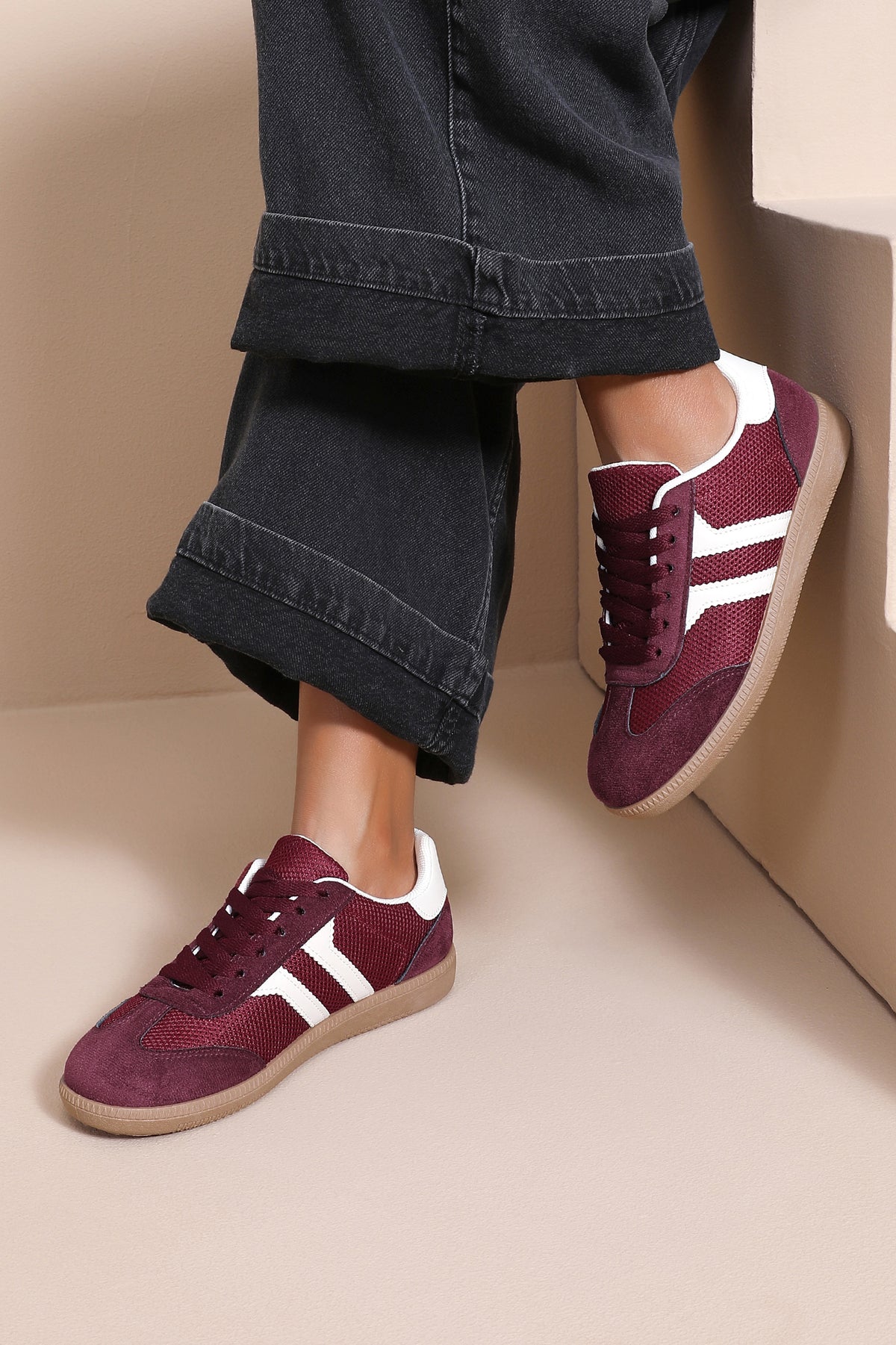 Molly Burgundy Suedette Trainers
