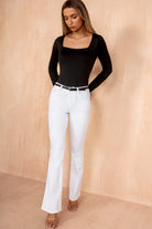 Monroe Black Slinky Square Neck Bodysuit