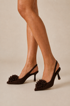 Muireann Chocolate Suedette Slingback Heels