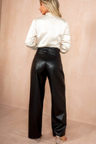 Muirne Black Faux Leather Wide Leg Trousers