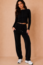 Myla Black Ribbed Button Front Co Ord