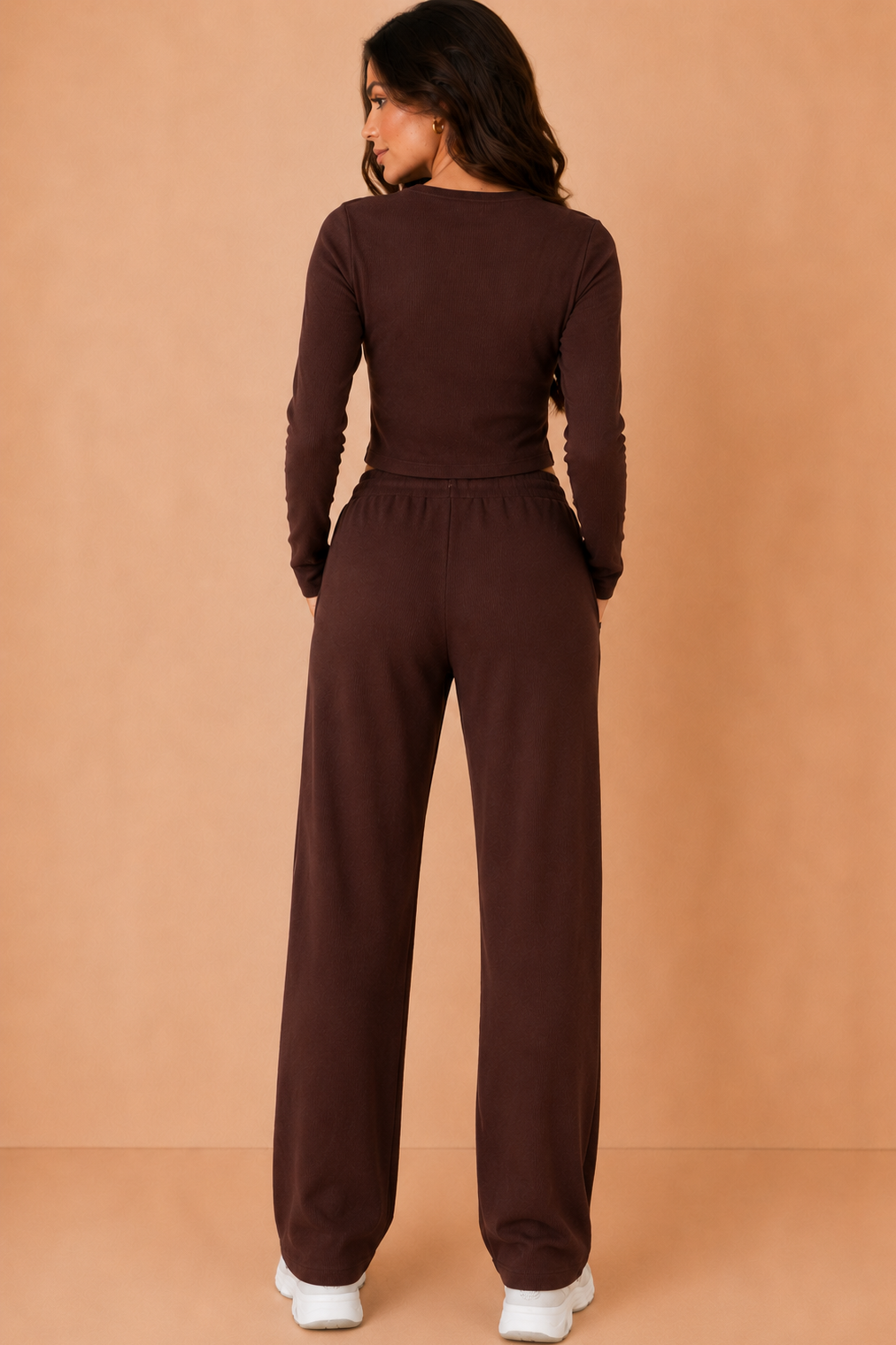 Myla Chocolate Ribbed Button Front Co Ord