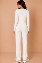 Myla Ivory Ribbed Button Front Co Ord