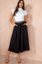 Nadia Black Belted Skirt