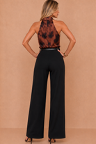 Nala Brown 2 In 1 Smudge Print High Neck Jumpsuit