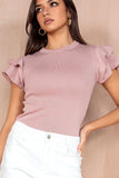 Nala Dusty Pink Knit Ribbed Top