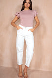 Nala Dusty Pink Knit Ribbed Top