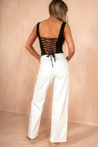 Nancy Black Lace Up Back Bodysuit