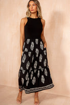 Naoise Black Border Print Smock Dress