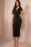 Naoise Black Shimmer Ruched Dress