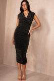 Naoise Black Shimmer Ruched Dress