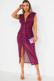 Naoise Purple Sequin Knot Front Dress