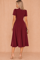 Narla Wine Gold Buckle Midi Dress