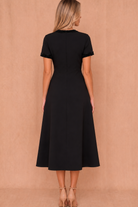 Natalia Black Beaded Midi Dress