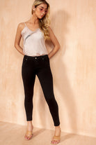 Natalia Black Mid Rise Skinny Jeans