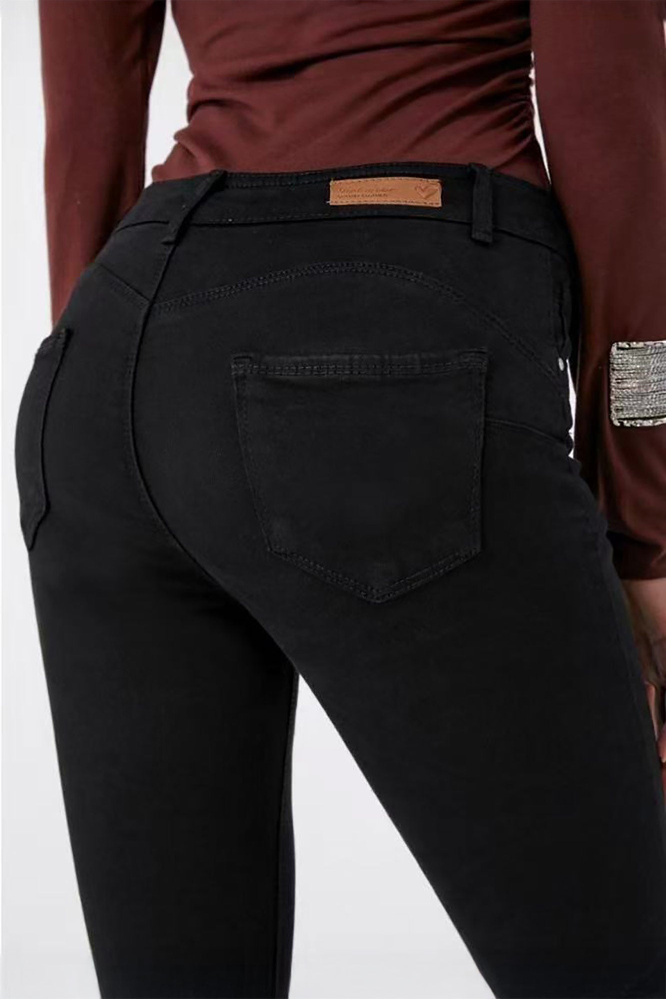 Natalia Black Mid Rise Skinny Jeans