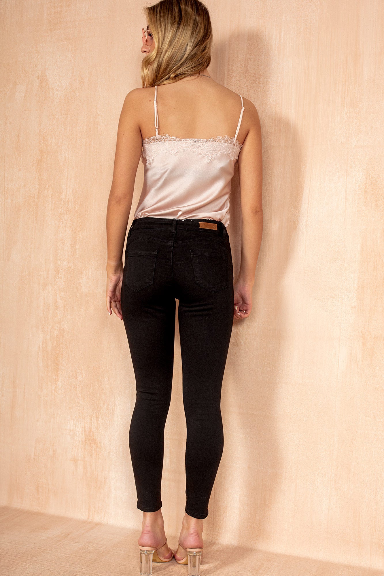 Natalia Black Mid Rise Skinny Jeans