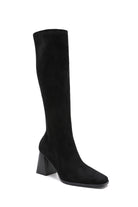 Natalie Black Suedette Knee High Boots - Vavavoom.ie