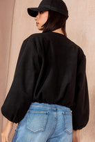 Natasha Black Wool Bomber Jacket