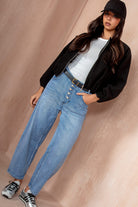 Natasha Black Wool Bomber Jacket