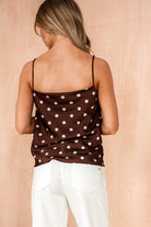 Natasha Chocolate Satin Polka Dot Top