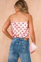 Natasha Pink Satin Polka Dot Top