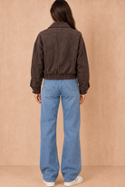 Nell Chocolate Suedette Bomber Jacket