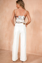 Nellie Cream and Brown Satin Floral Top
