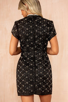 Nelly Black Tweed High Neck Beaded Dress