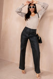 Nerina Black Wax Wide Leg Trousers