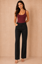 Nerina Black Wax Wide Leg Trousers