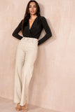 Nerina Cream Wax Wide Leg Trousers