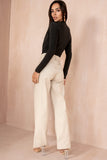 Nerina Cream Wax Wide Leg Trousers