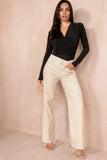 Nerina Cream Wax Wide Leg Trousers