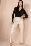 Nerina Cream Wax Wide Leg Trousers