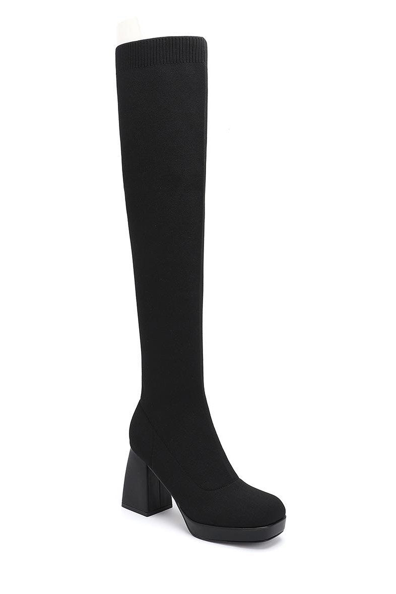 Nerinda Black Over The Knee Platform Boots