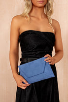 Nettie Blue Suedette Detachable Chain Bag