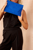 Nettie Royal Blue Suedette Detachable Chain Bag