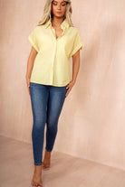 Nevaeh Yellow Cotton Pinstripe Shirt