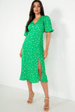 Nevan Green Spotted Midi Dress