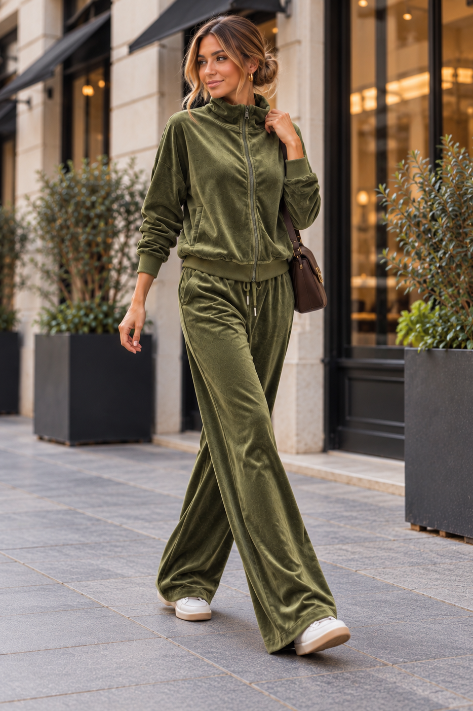 Neveda Khaki Velour Tracksuit
