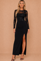 Niamh Black Floral Embroidered Midi Dress