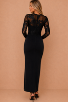 Niamh Black Floral Embroidered Midi Dress
