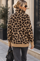Nickie Leopard Print Knit Zip Up Cardigan