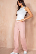 Nicole Blush Knit Ribbed Trousers