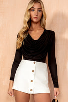 Nicolette Black Slinky Cowl Neck Bodysuit