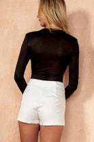 Nicolette Black Slinky Cowl Neck Bodysuit