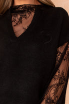 Nika Black Knit Lace Sleeve Jumper