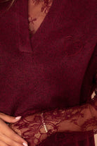 Nika Burgundy Knit Lace Sleeve Jumper