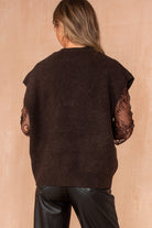 Nika Chocolate Knit Lace Sleeve Jumper